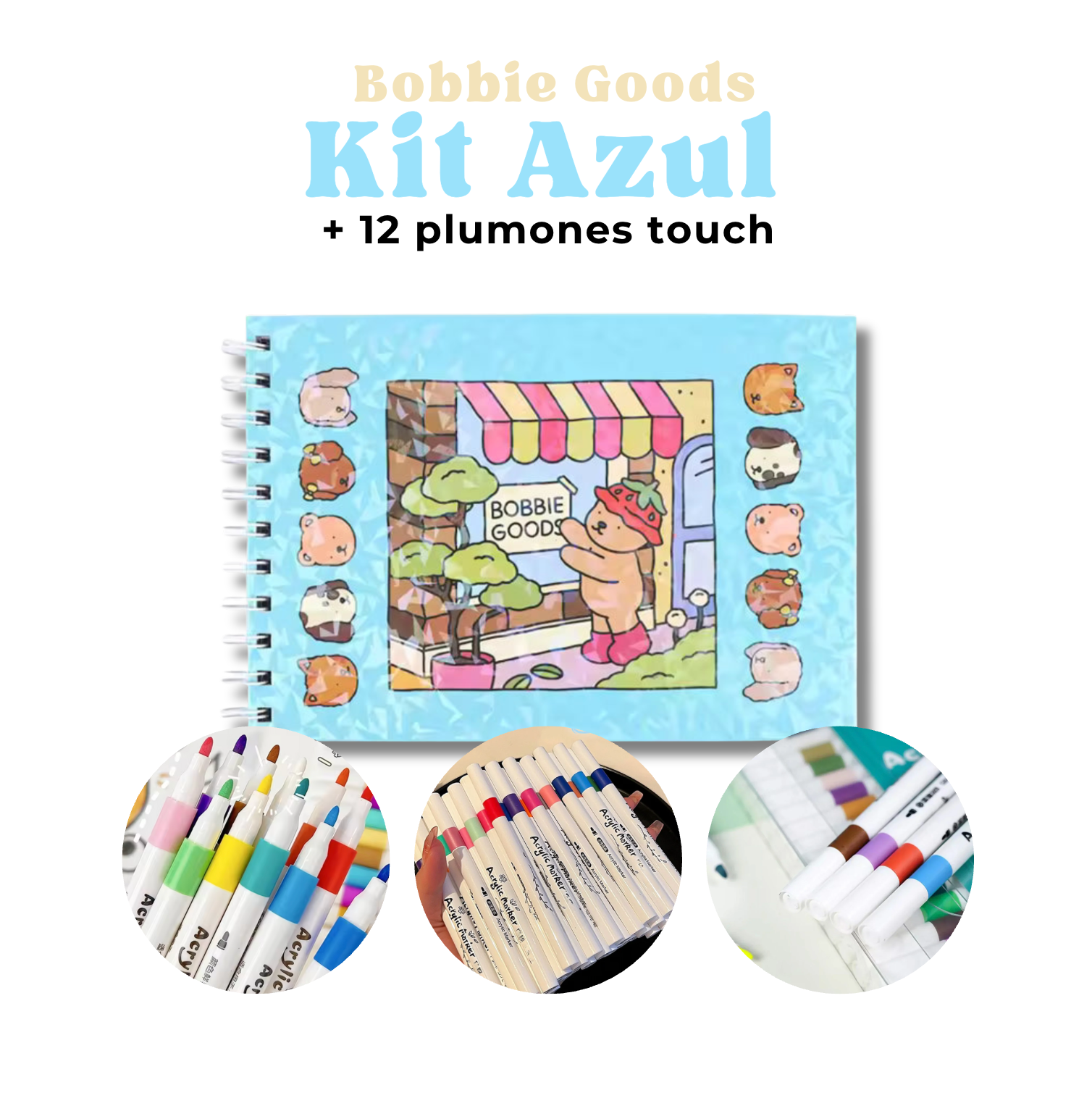 Bobbie Goods: Libro de Colorear Sensorial (INCLUYE 12 PLUMONES TOUCH DE REGALO)