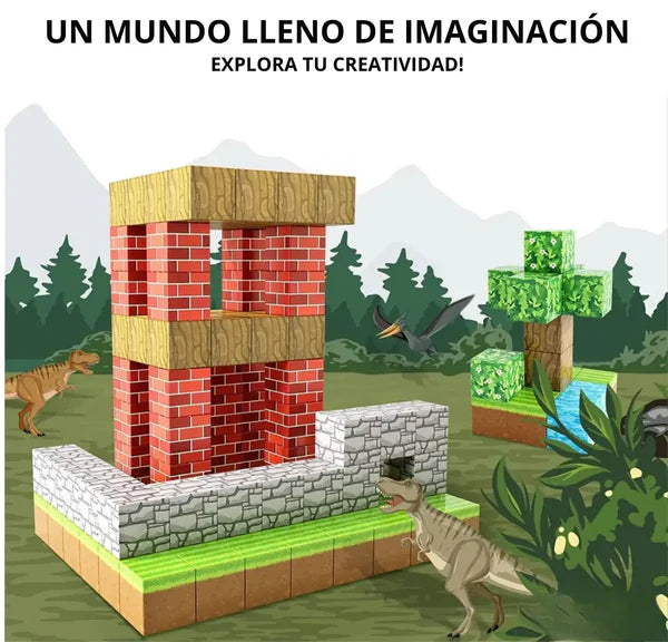 Bloques de Construcción Magnéticos Estilo MineCraft -- 48 / 64 / 75 piezas