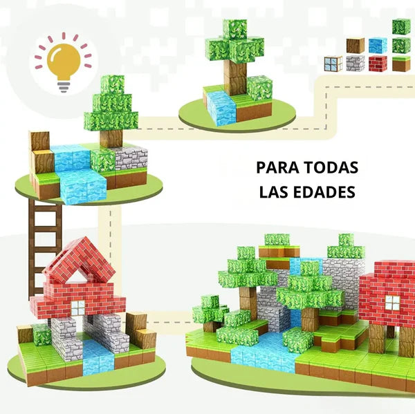 Bloques de Construcción Magnéticos Estilo MineCraft -- 48 / 64 / 75 piezas