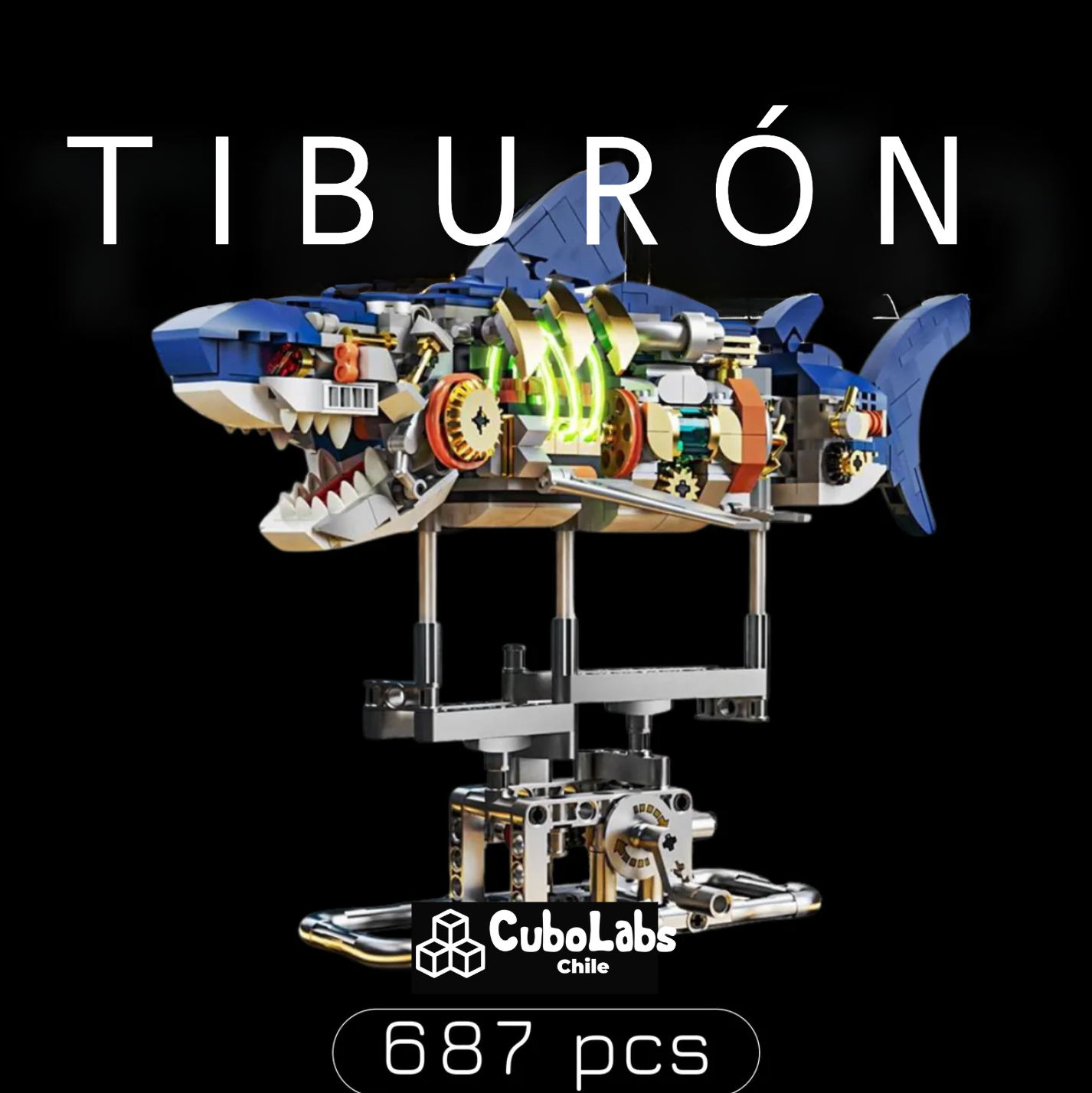 Tiburón Mecánico Con Luces (687 Piezas)