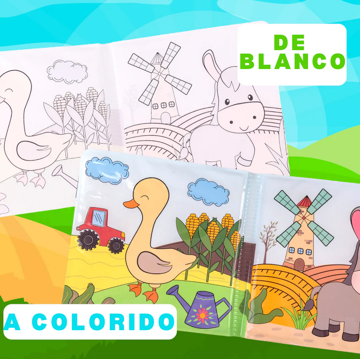 Libro para colorear sobre agua de granja (6+ meses)