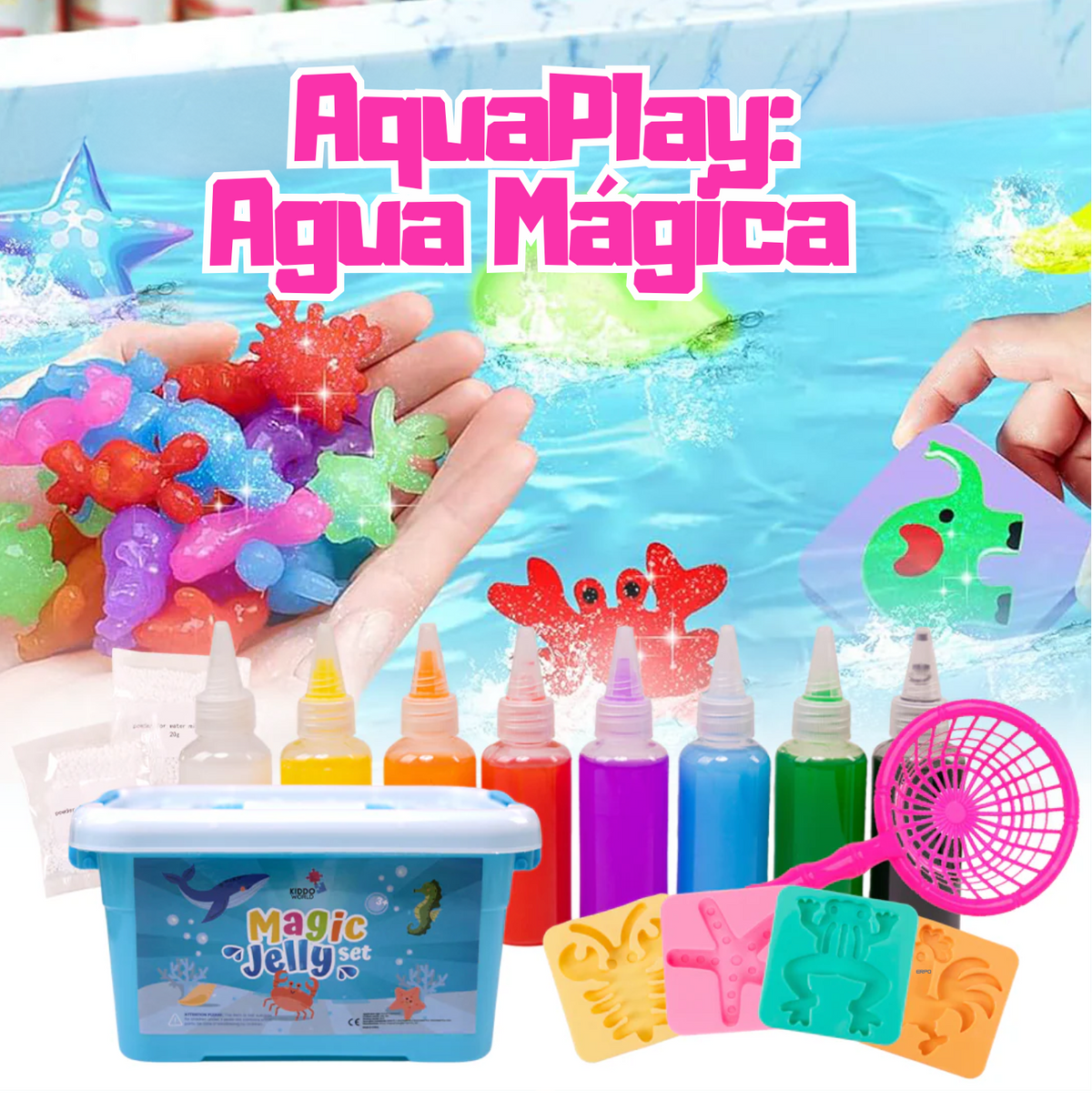 AquaPlay: Agua Mágica – Juguete Montessori con Moldes de Océano y Animales