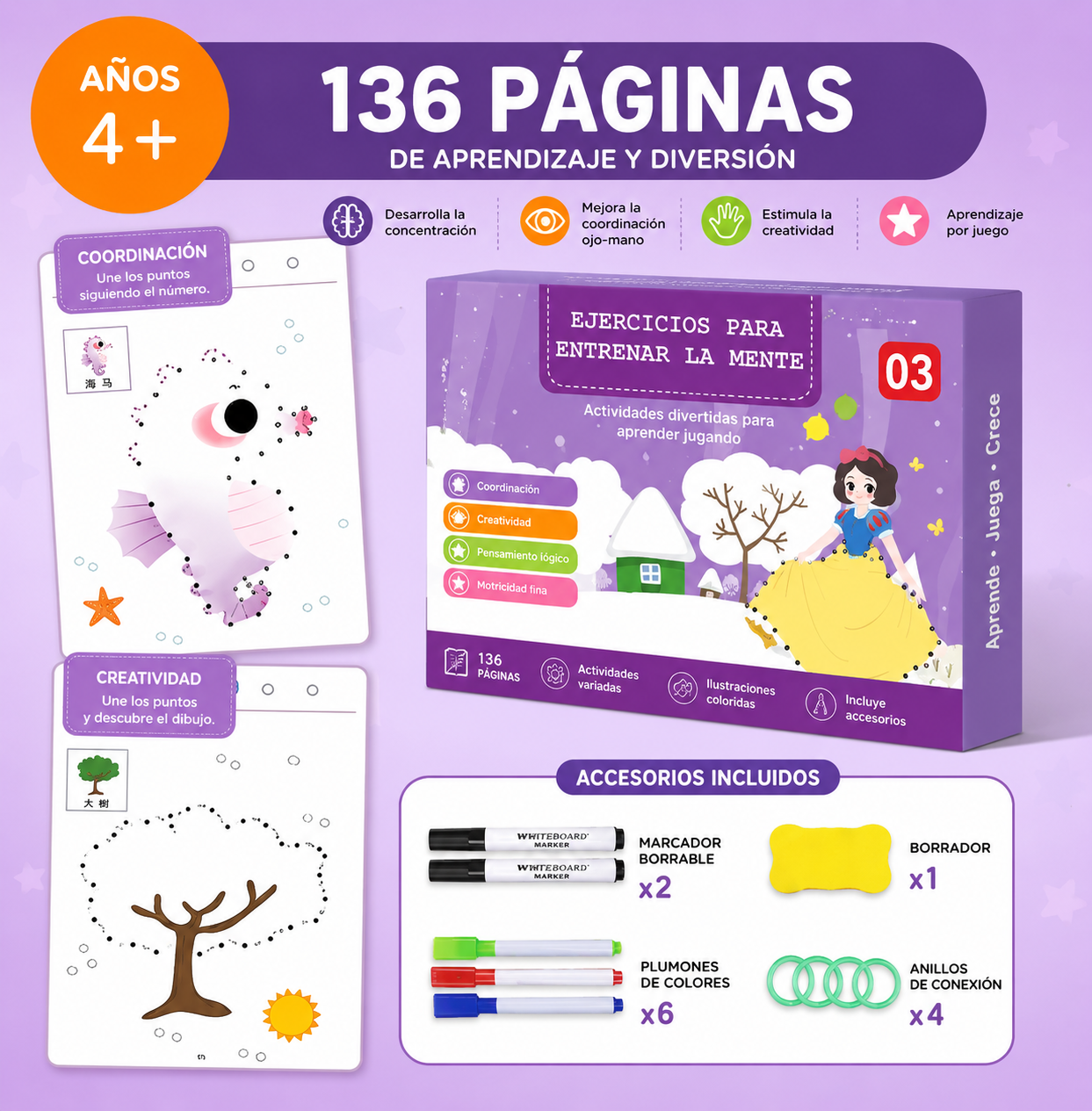 Niño curioso: Libro de ejercicios Montessori para trazar líneas, números y patrones (3+ años) [ÚLTIMAS UNIDADES]