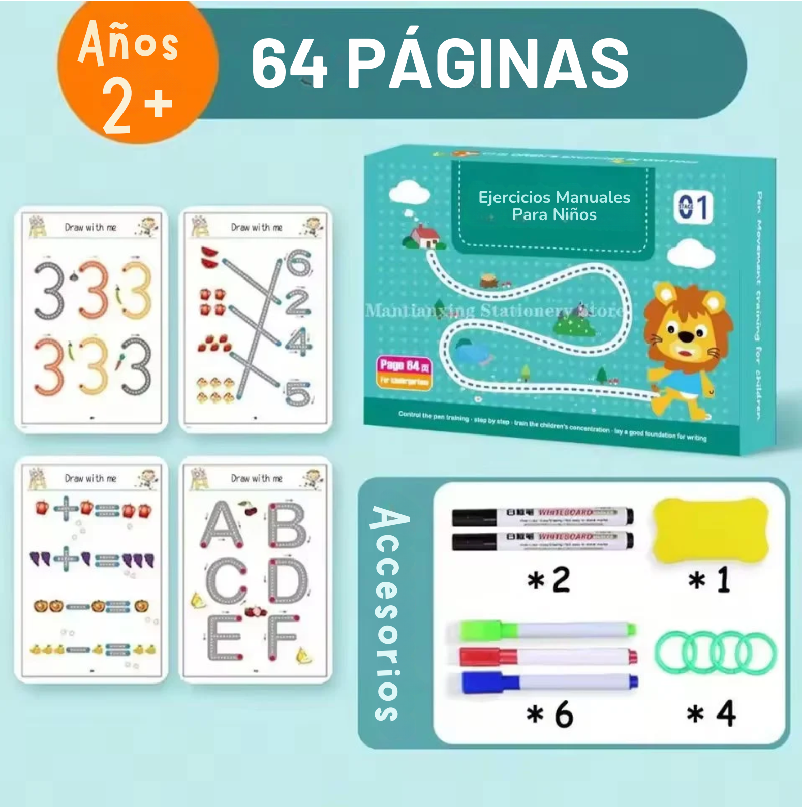 Niño curioso: Libro de ejercicios Montessori  (🎁¡+ 4 ACCESORIOS DE REGALO!🎁) [ACABANDO]