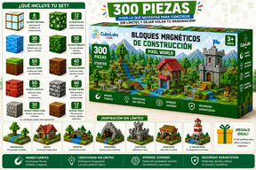 Bloques de Construcción Magnéticos Pixel World™ - 100 / 200 / 300 piezas
