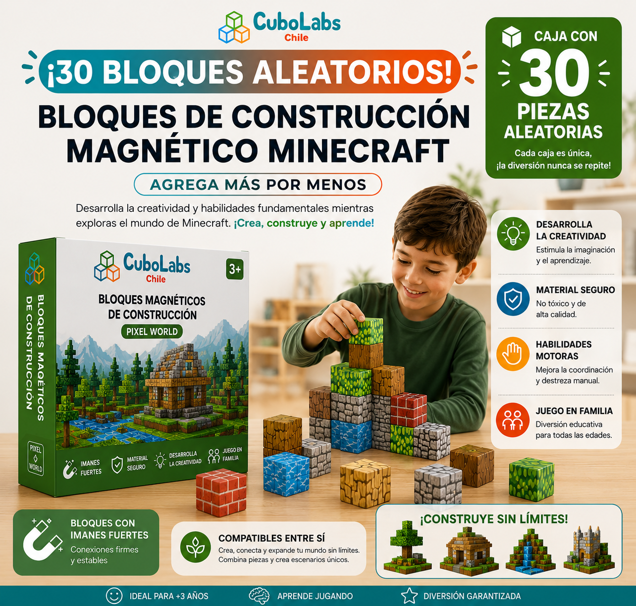 30 Bloques Adicionales Aleatorios - Cubos Magnéticos