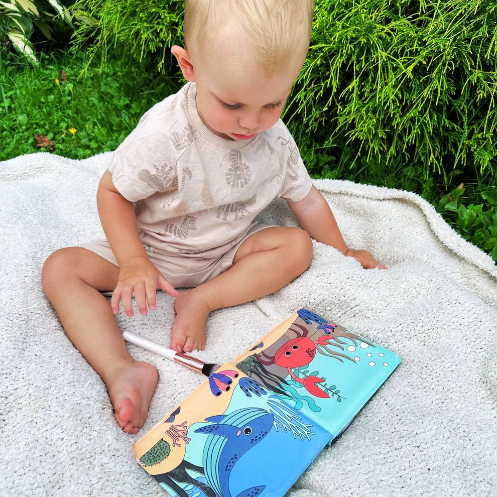 Libro para colorear con agua: Animales marinos, Pintura al agua, Reutilizable (8 páginas, 6-24 meses)