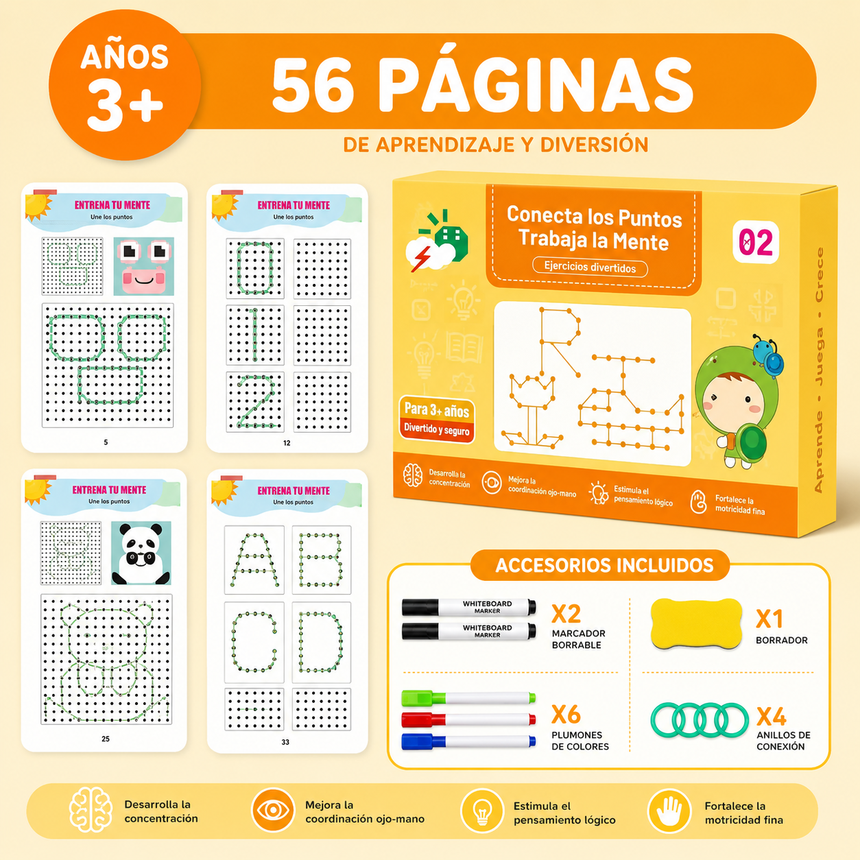 Niño curioso: Libro de ejercicios Montessori para trazar líneas, números y patrones (3+ años) [ÚLTIMAS UNIDADES]