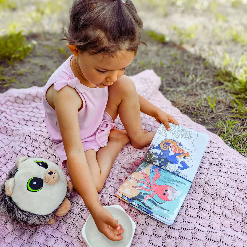 Libro para colorear con agua: Animales marinos, Pintura al agua, Reutilizable (8 páginas, 6-24 meses)