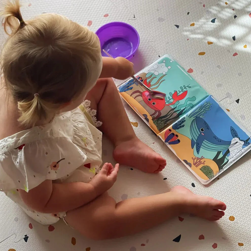 Libro para colorear con agua: Animales marinos, Pintura al agua, Reutilizable (8 páginas, 6-24 meses)