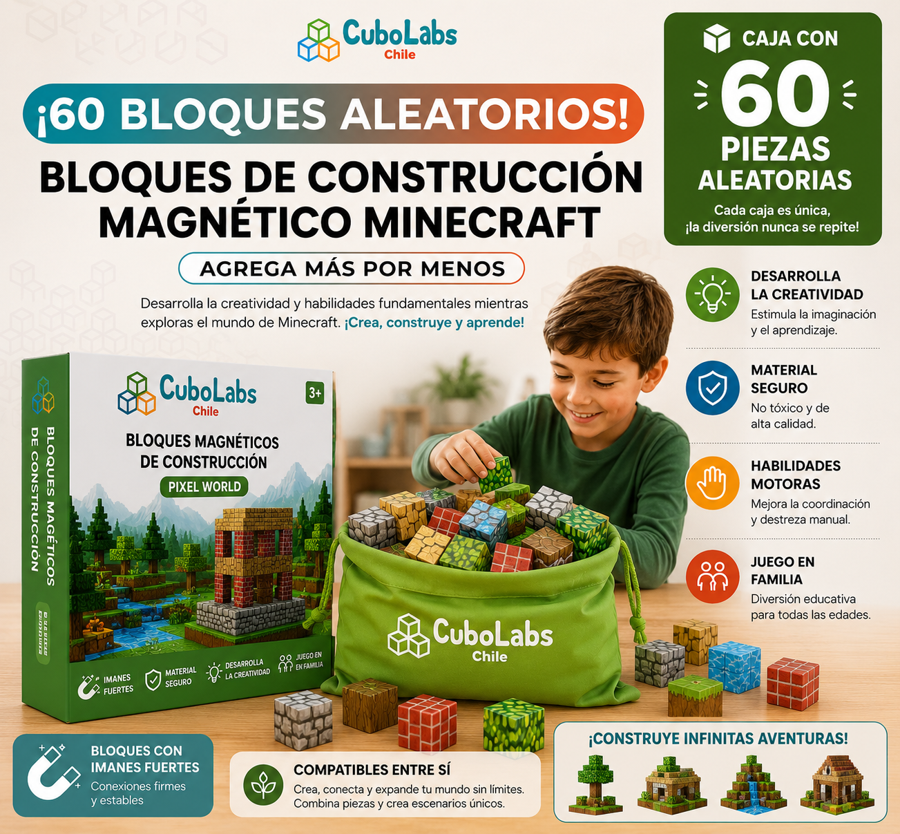 30 Bloques Adicionales Aleatorios - Cubos Magnéticos
