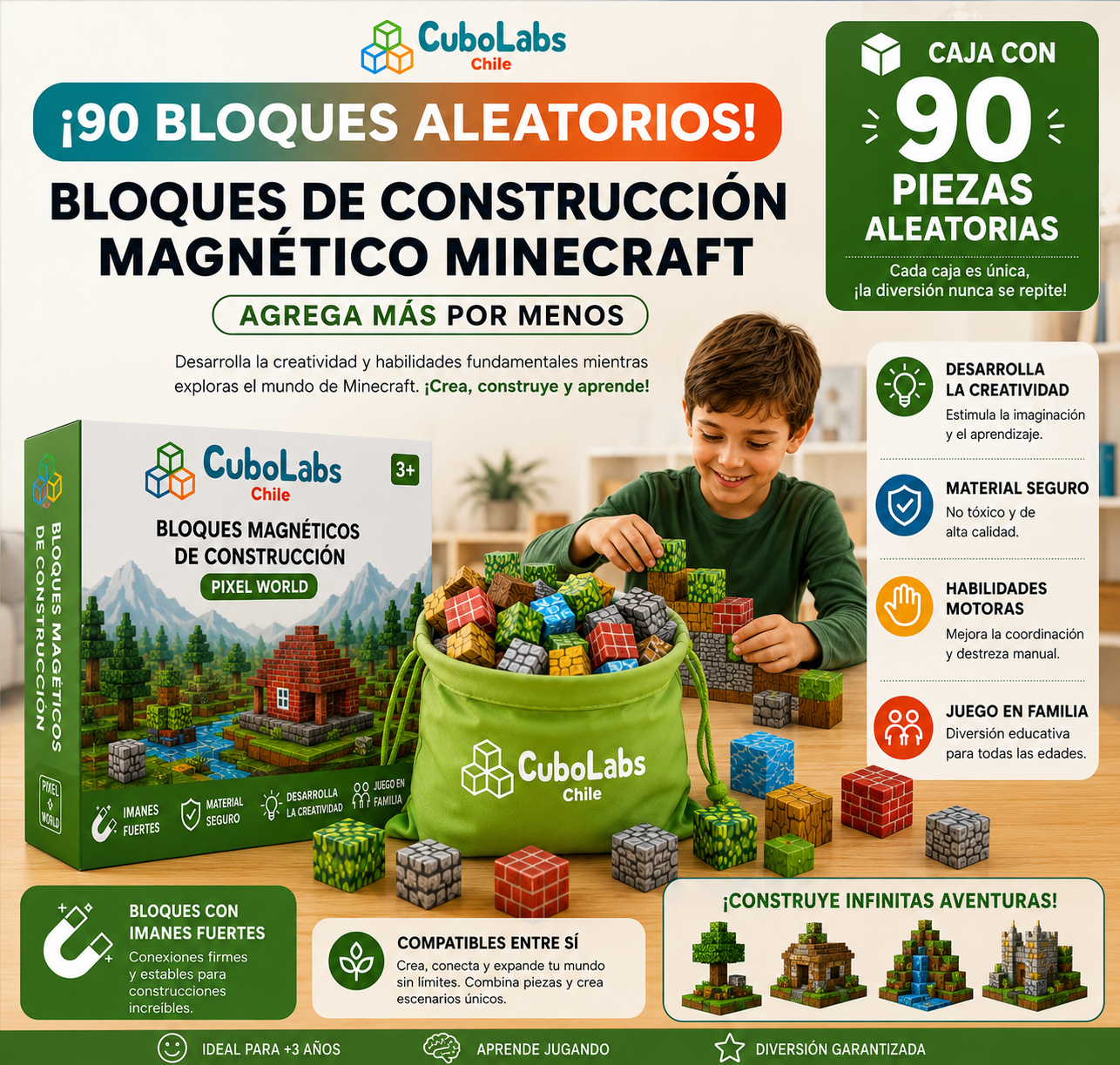 30 Bloques Adicionales Aleatorios - Cubos Magnéticos