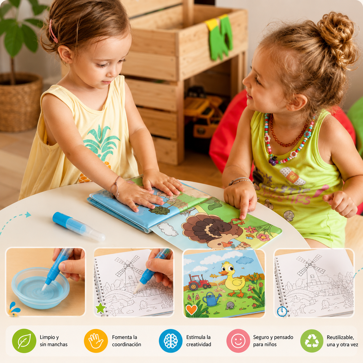 AquaGranja - Libro para colorear sobre agua de granja (6+ meses)[ÚLTIMAS UNIDADES]