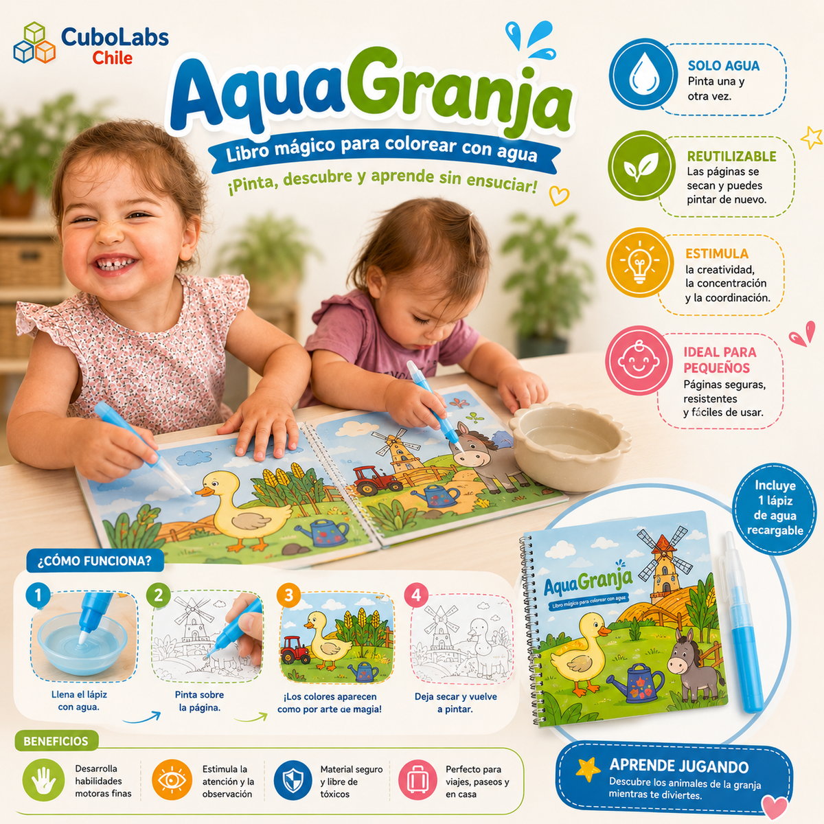 Libro para colorear sobre agua de granja (6+ meses) [2026]
