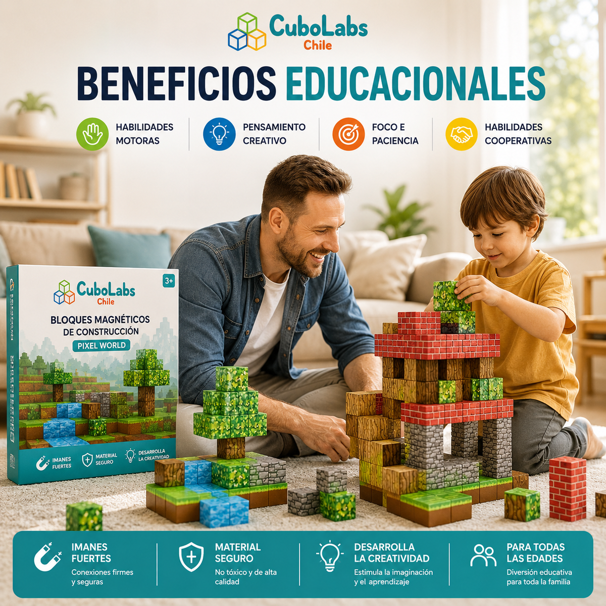 Bloques de Construcción Magnéticos Pixel World™ - 48 / 64 / 75 piezas