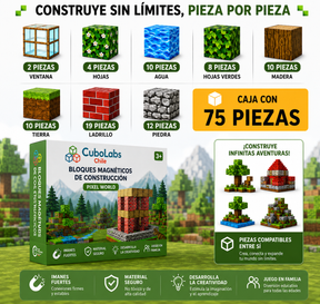 Bloques de Construcción Magnéticos Pixel World™ - 48 / 64 / 75 piezas