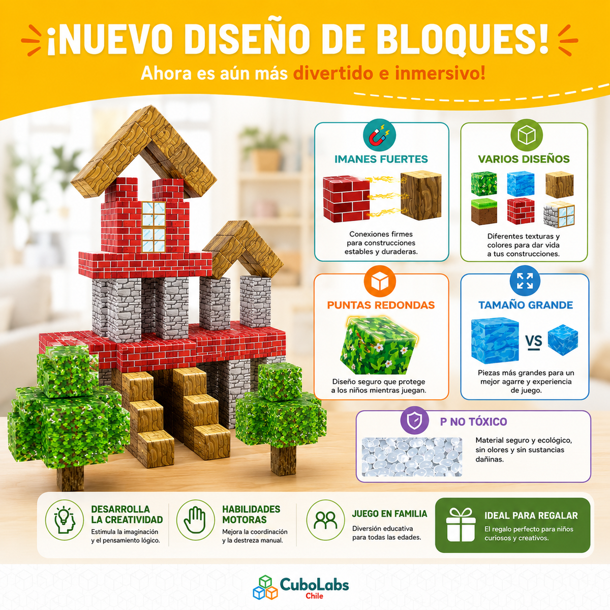 Bloques de Construcción Magnéticos Pixel World™ - 100 / 200 / 300 piezas