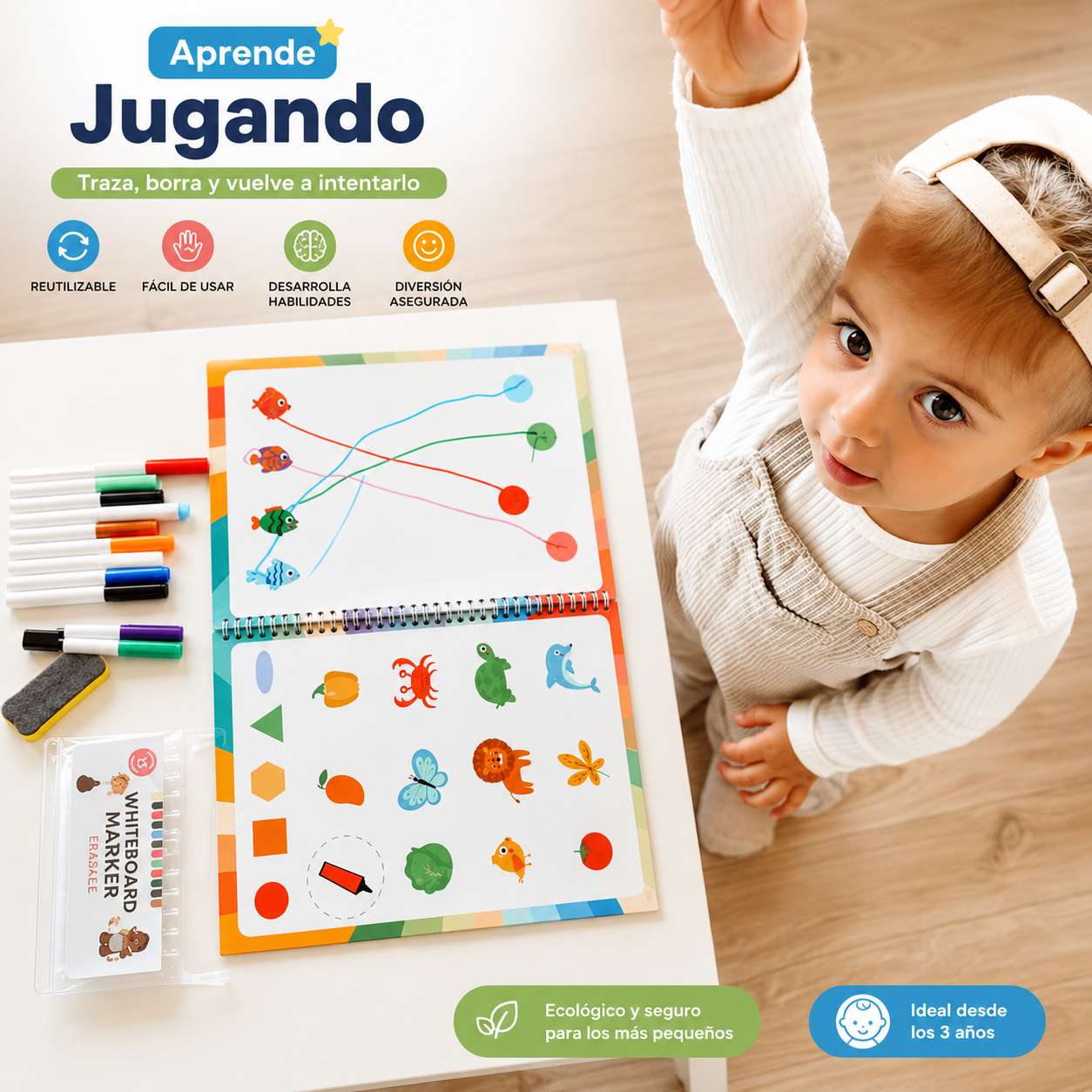 Niño curioso: Libro de ejercicios Montessori para trazar líneas, números y patrones (3+ años) [ÚLTIMAS UNIDADES]