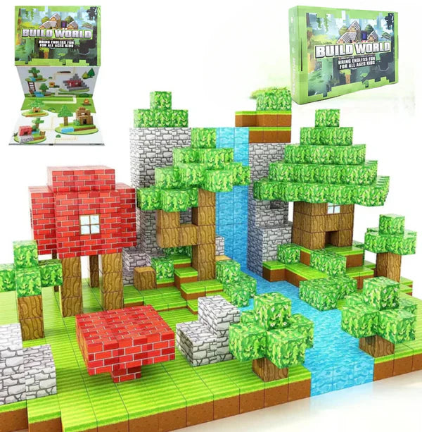 Bloques de Construcción Magnéticos Estilo MineCraft -- 48 / 64 / 75 piezas