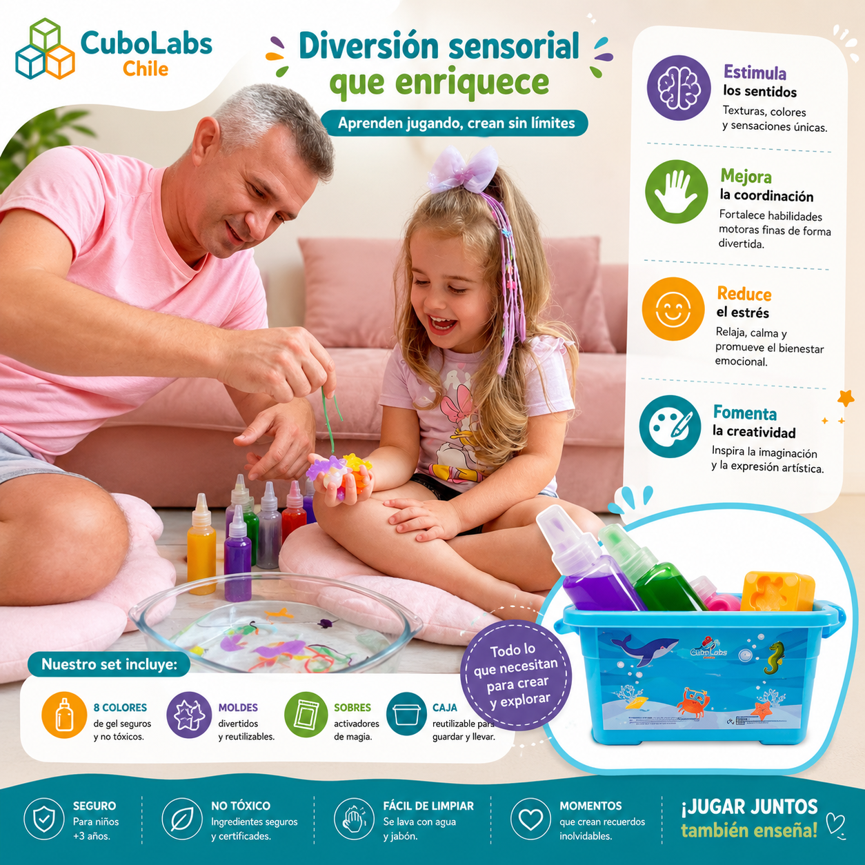 AquaPlay: Agua Mágica – Juguete Montessori con Moldes de Océano y Animales